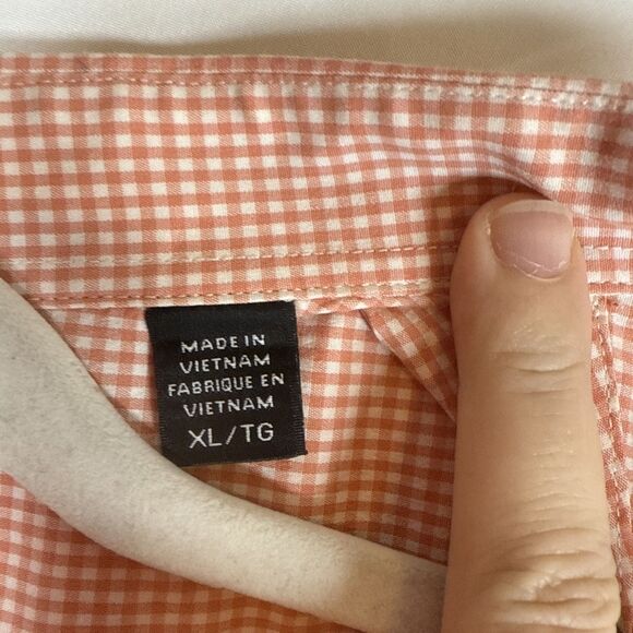 Men’s Greg Norman Orange Checked Performance Stretch Shirt Size XL Preowned - Picture 10 of 16